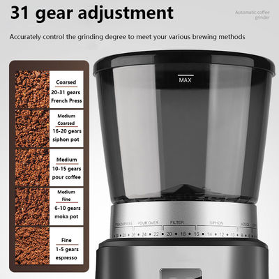 Moinho Eléctrico de Grãos de Café com velocidade de moagem de 350-400 rpm e moinhos cónicos