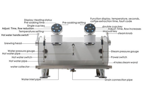 220V Gep Profissional Semi-Automático Duplo Grupo Espresso Máquina de Café para Café
