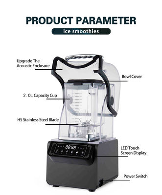 1800W Plastic Housing Ice Drinks Smoothie Blender Para Restaurante 65db