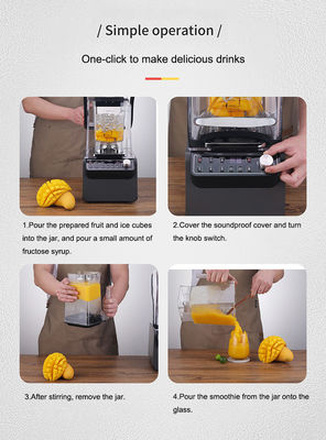 2.5hp Commercial Ice Crush Blender Multifuncional e com 8mm espessura Soundproof Cover